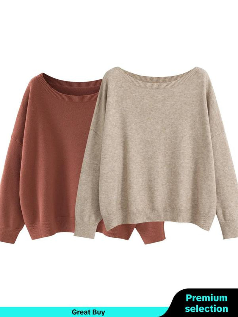 Scoop Neck Knitted Sweater