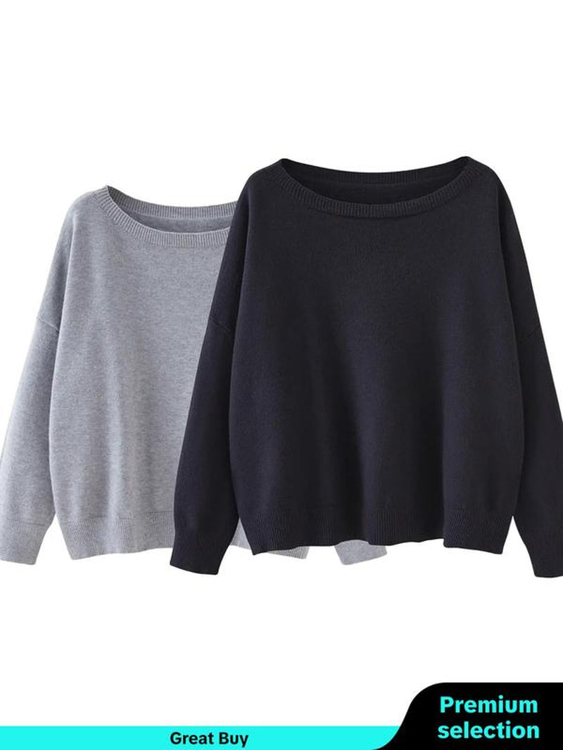 Scoop Neck Knitted Sweater