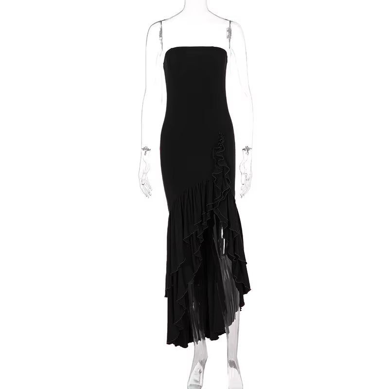 Sultry Elegance Off-Shoulder Maxi – 2024 Summer Ruffle Bodycon Party Dress
