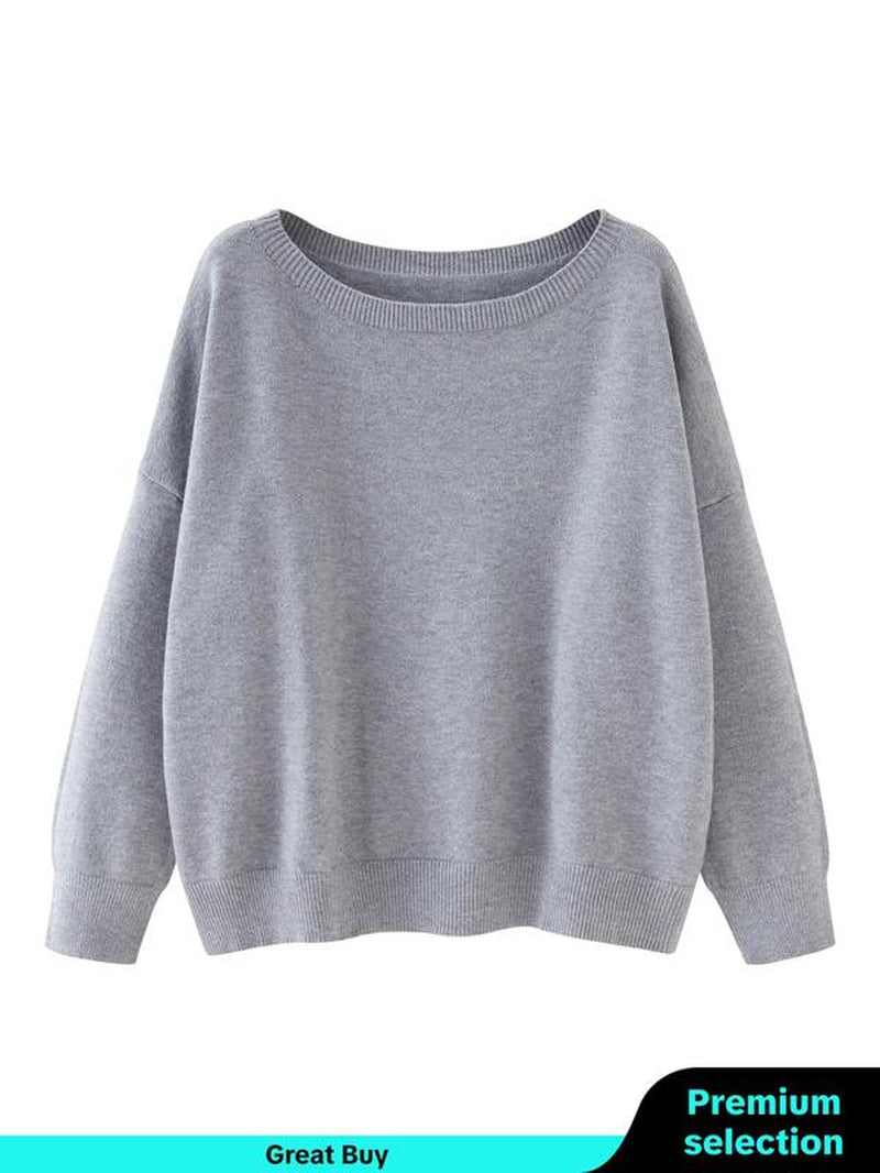 Scoop Neck Knitted Sweater