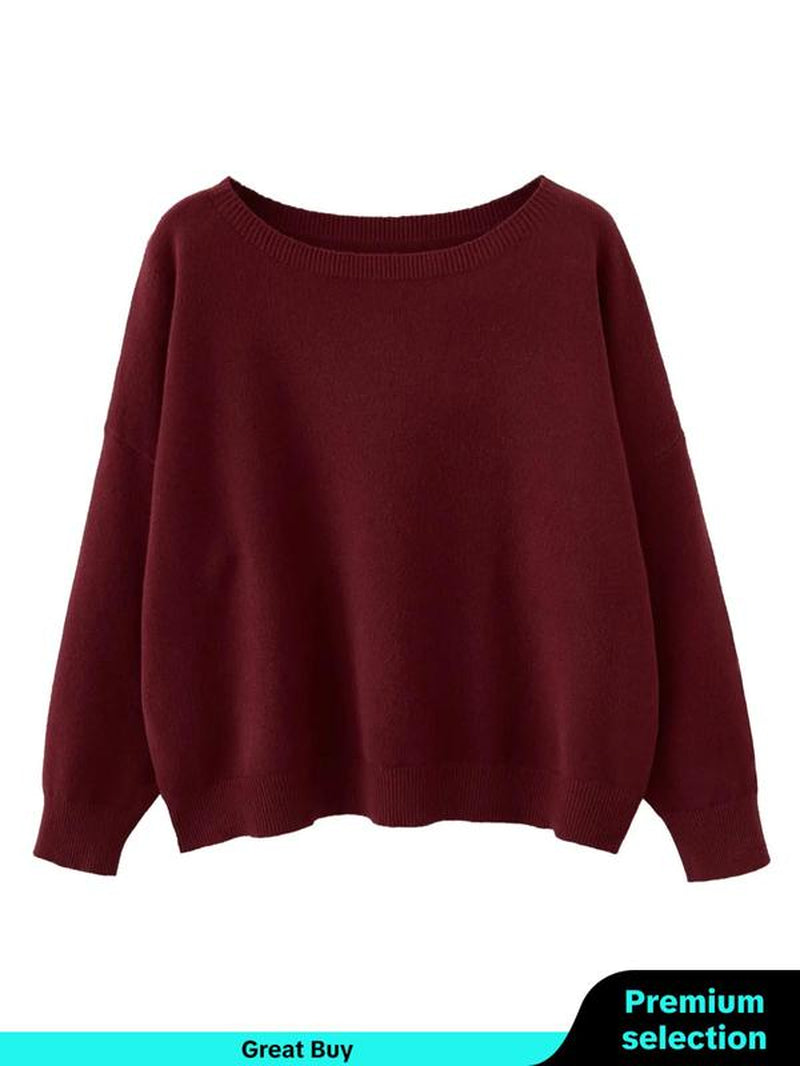 Scoop Neck Knitted Sweater