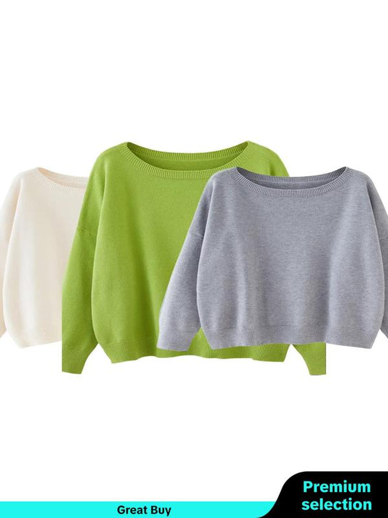 Scoop Neck Knitted Sweater