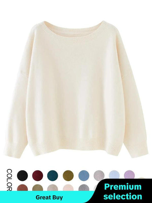Scoop Neck Knitted Sweater