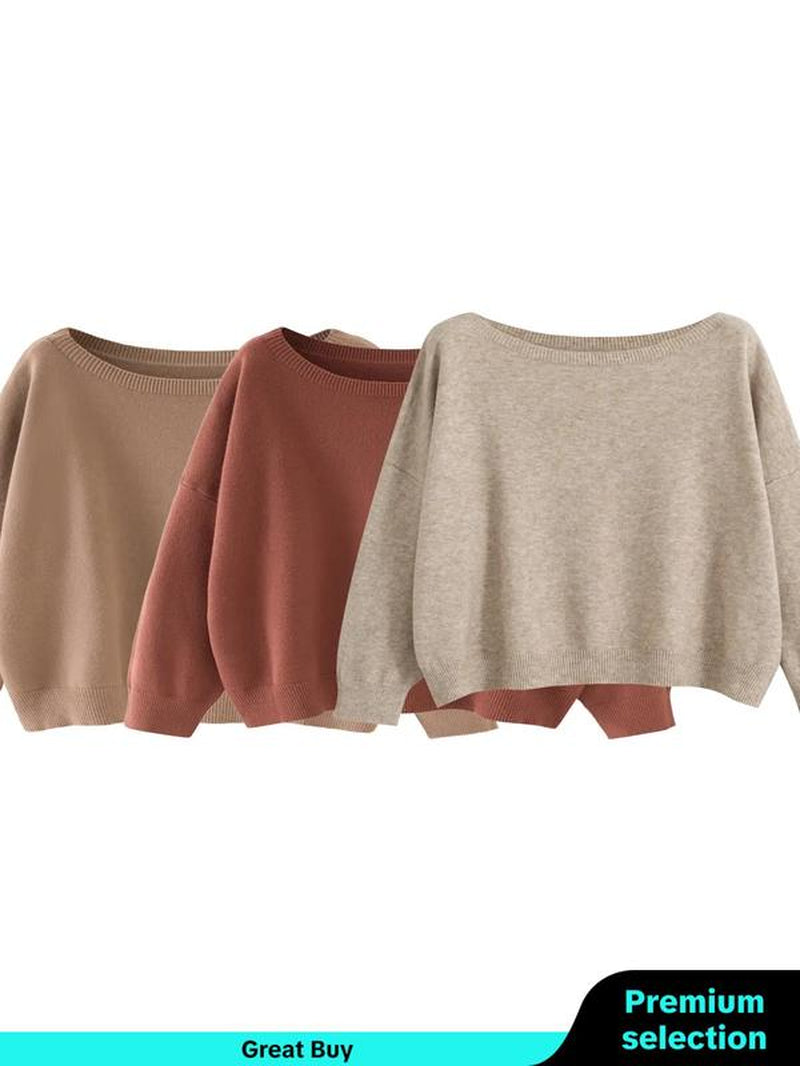 Scoop Neck Knitted Sweater