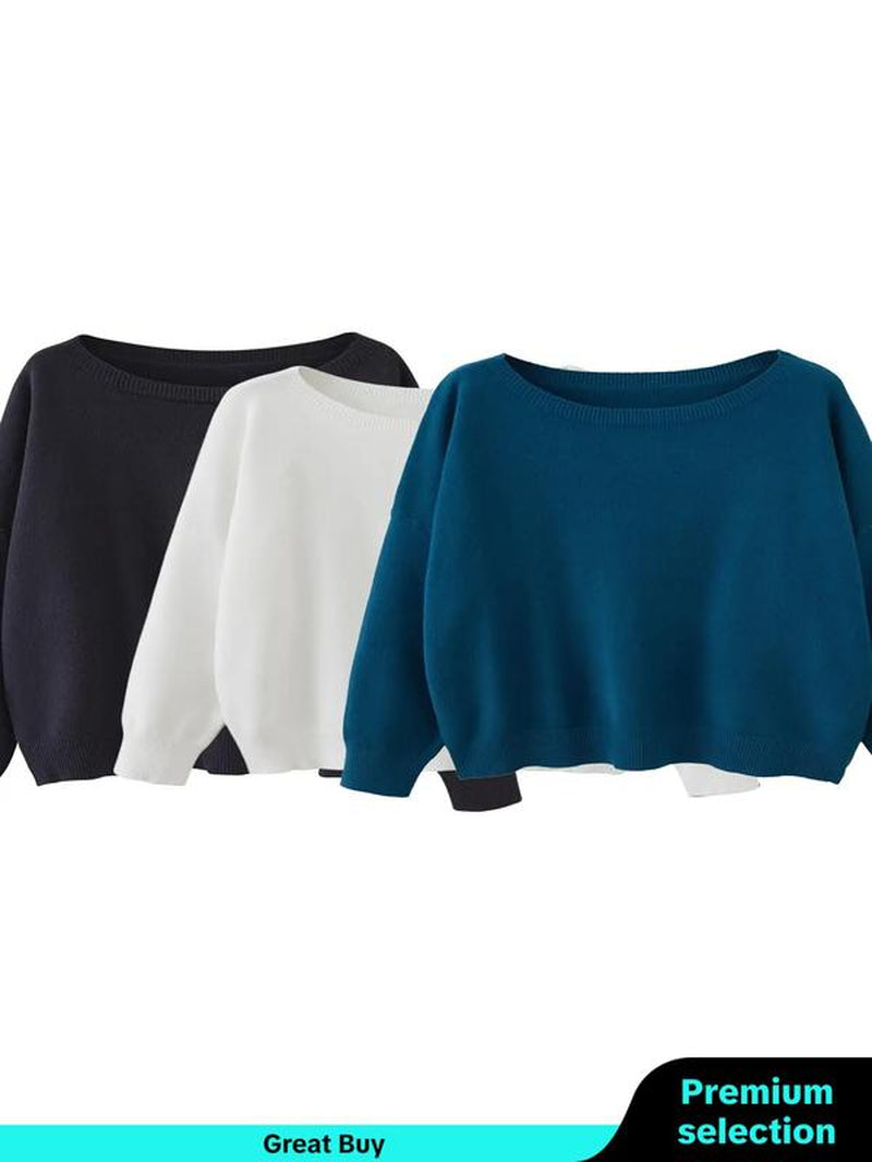 Scoop Neck Knitted Sweater