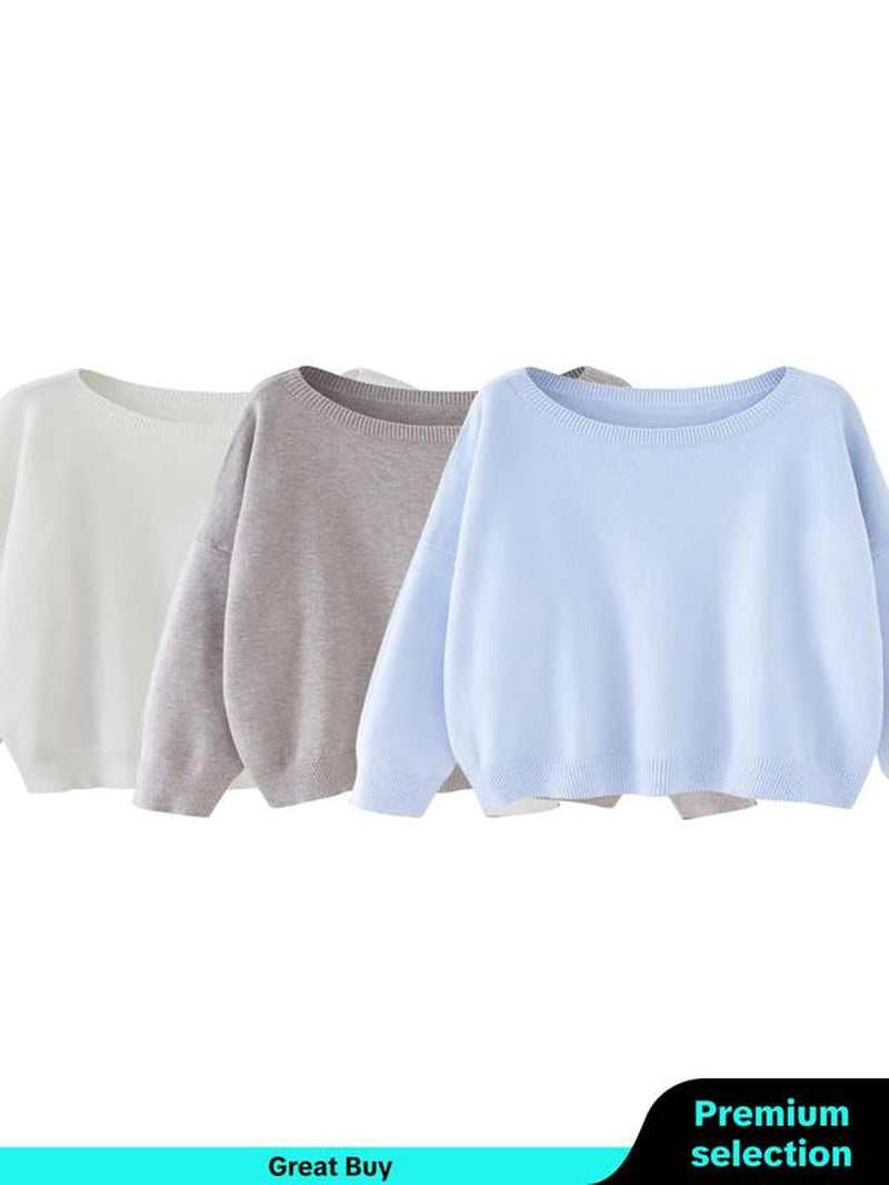 Scoop Neck Knitted Sweater