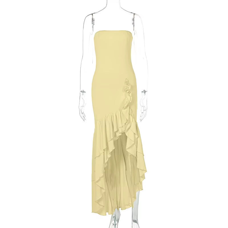 Sultry Elegance Off-Shoulder Maxi – 2024 Summer Ruffle Bodycon Party Dress