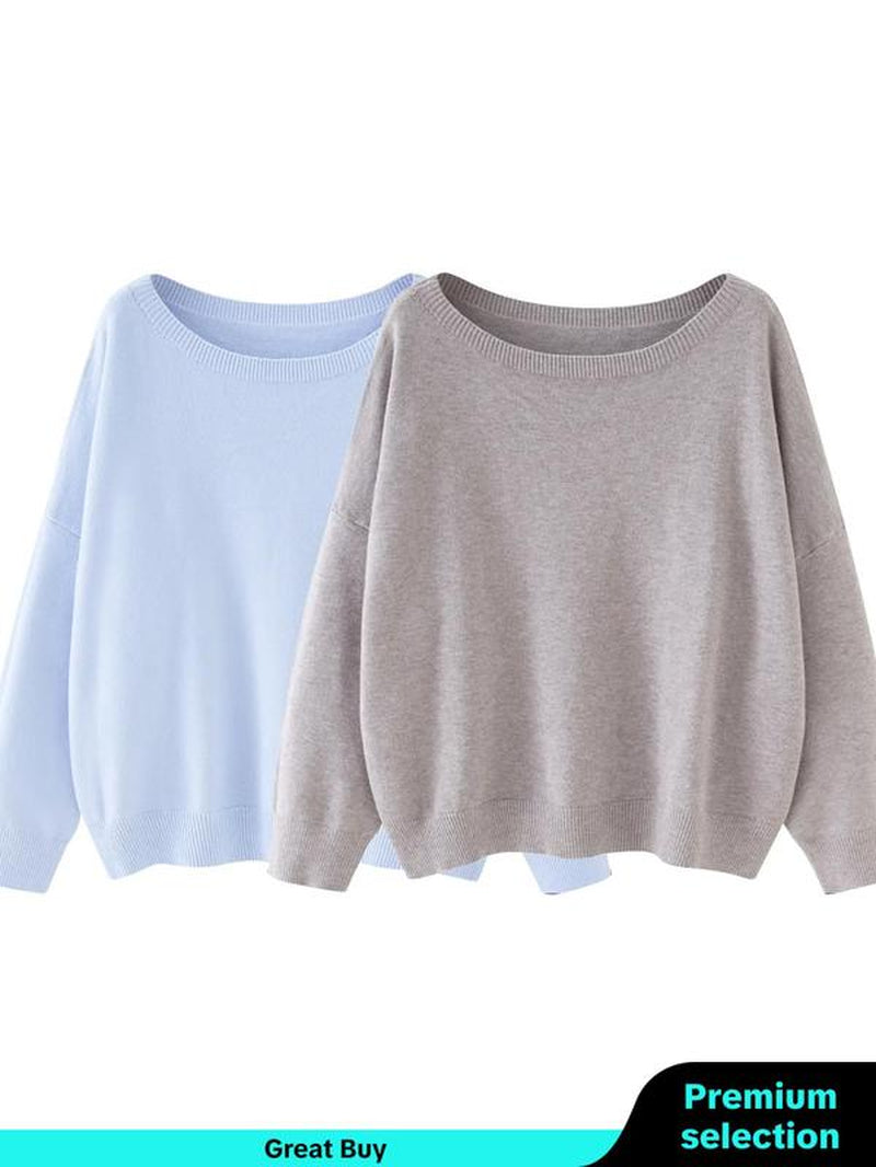 Scoop Neck Knitted Sweater