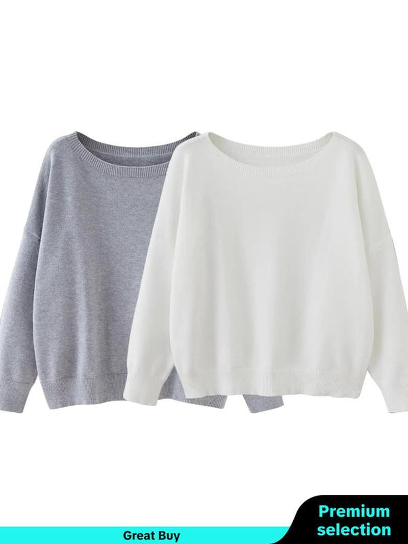 Scoop Neck Knitted Sweater