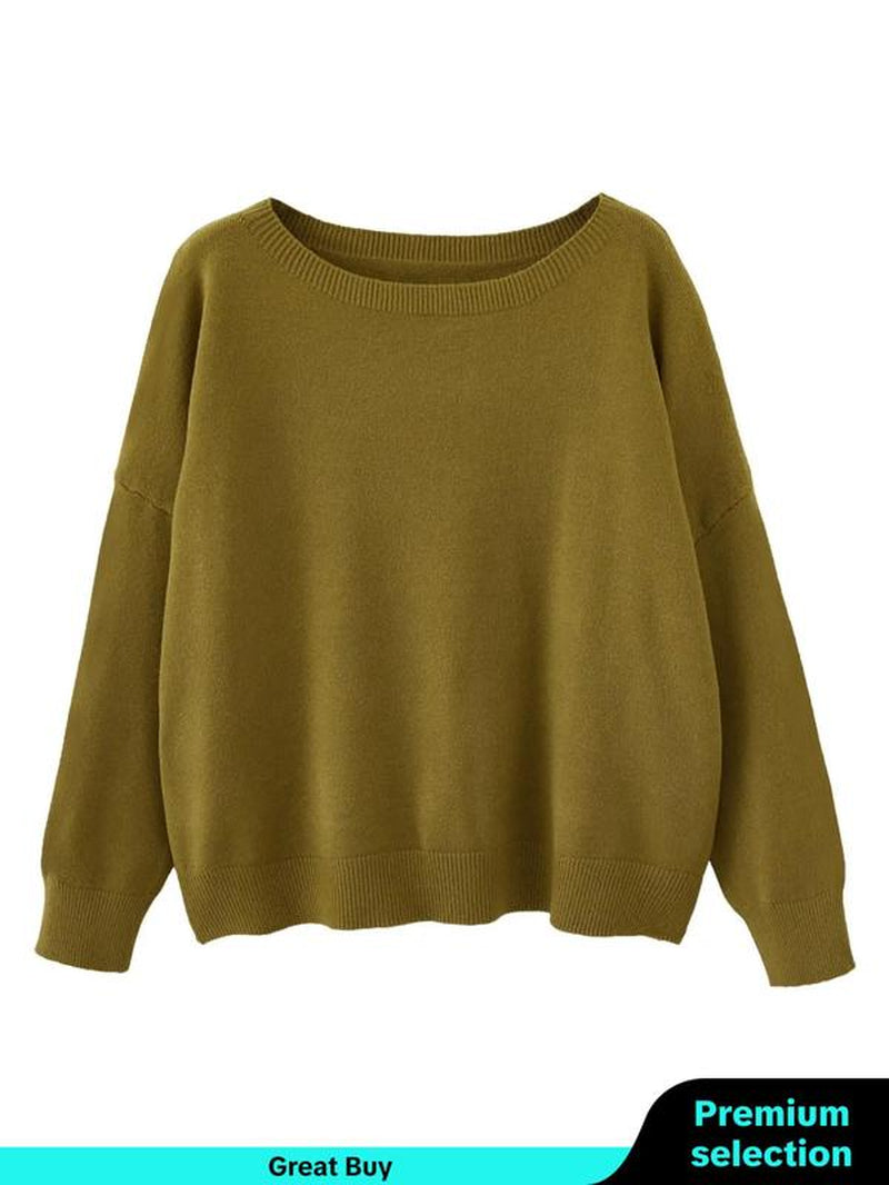 Scoop Neck Knitted Sweater