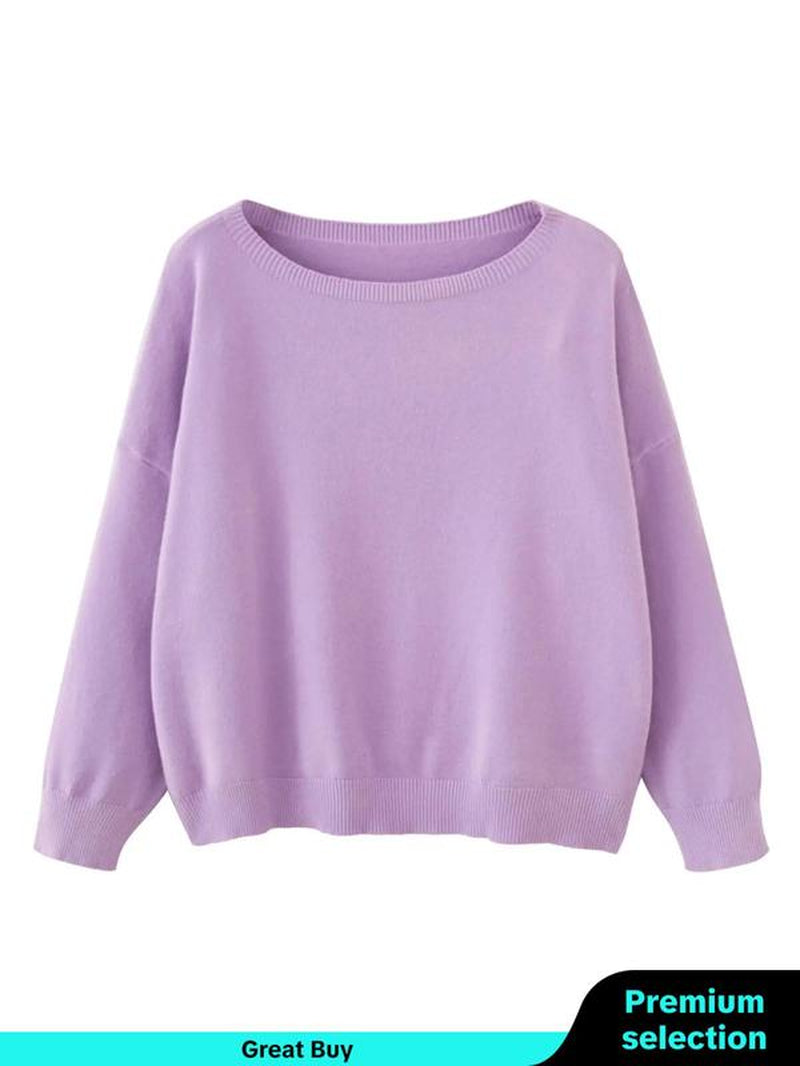 Scoop Neck Knitted Sweater