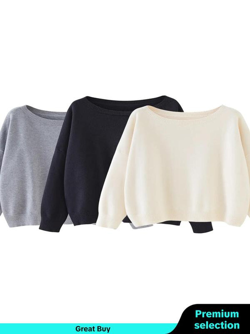 Scoop Neck Knitted Sweater