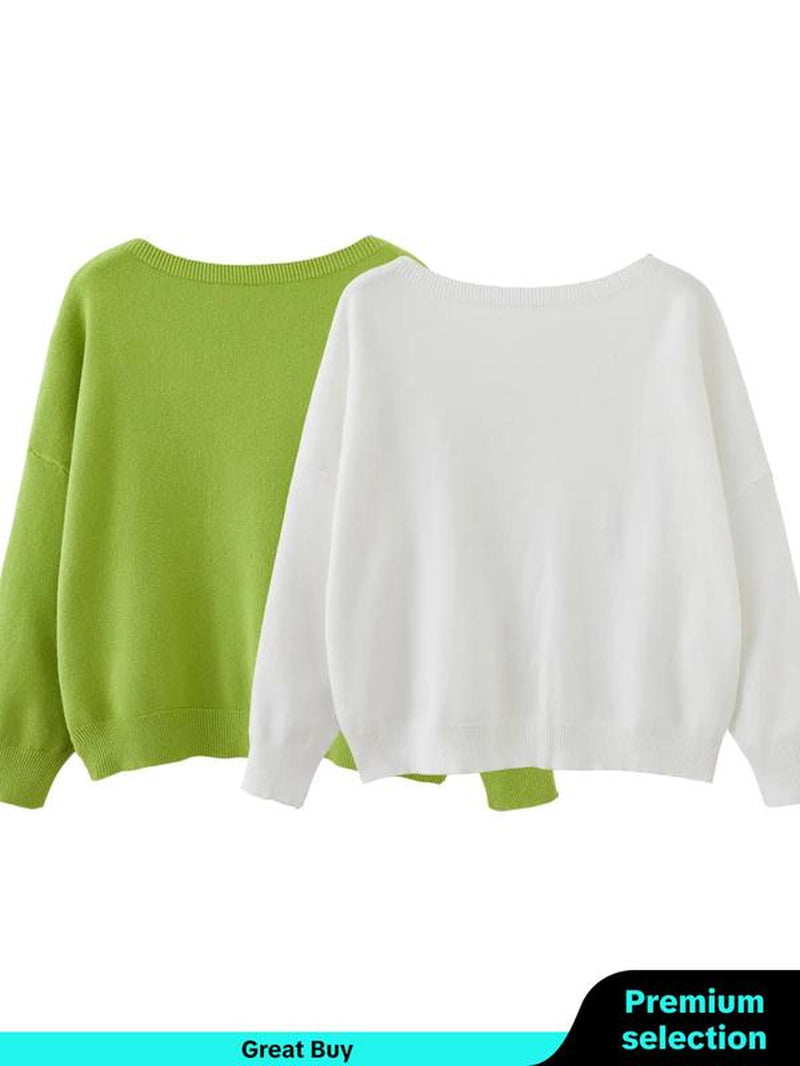 Scoop Neck Knitted Sweater