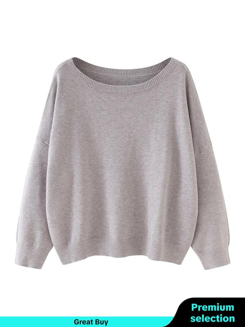 Scoop Neck Knitted Sweater