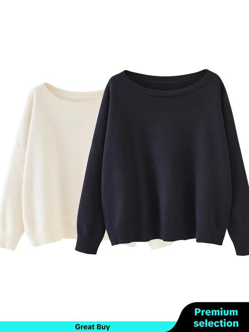 Scoop Neck Knitted Sweater