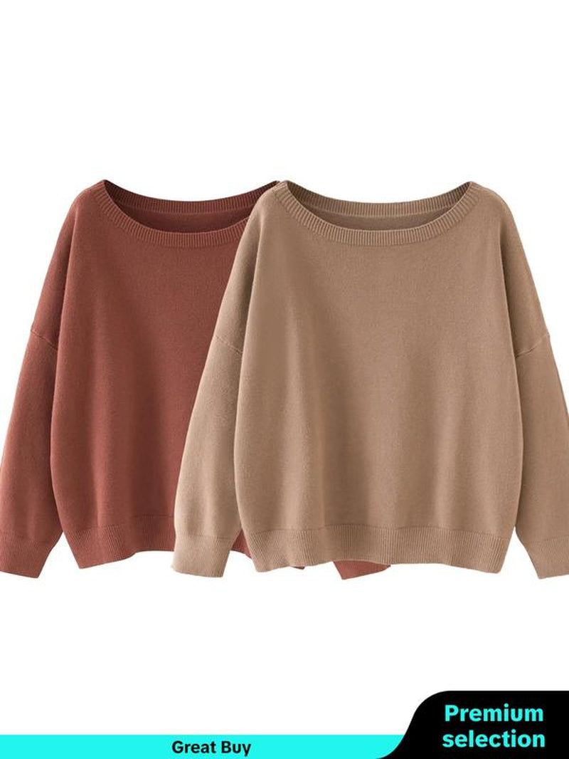 Scoop Neck Knitted Sweater
